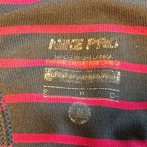 Nike Dri Fit Stripe Swoosh Activewear Racerback Sports Bra Black & Red Small - Picture 2 of 6